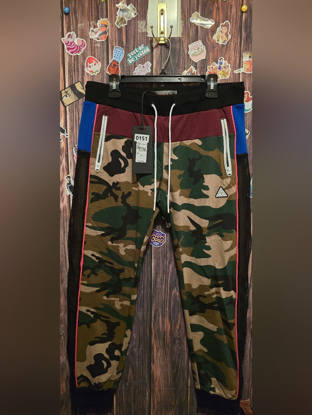 Black Pyramid camo Joggers with Contrast Panels and Zipper Pockets